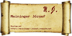 Meininger József névjegykártya